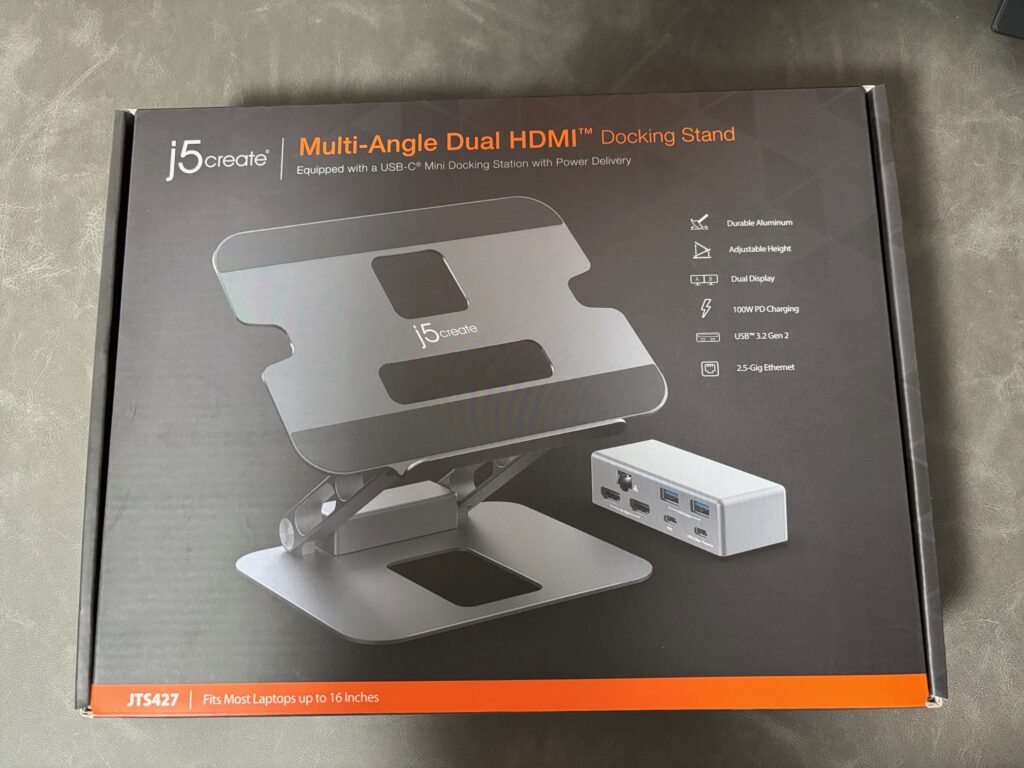 j5create JTS427 ノートパソコンスタンド付きUSB-Cハブ 外箱