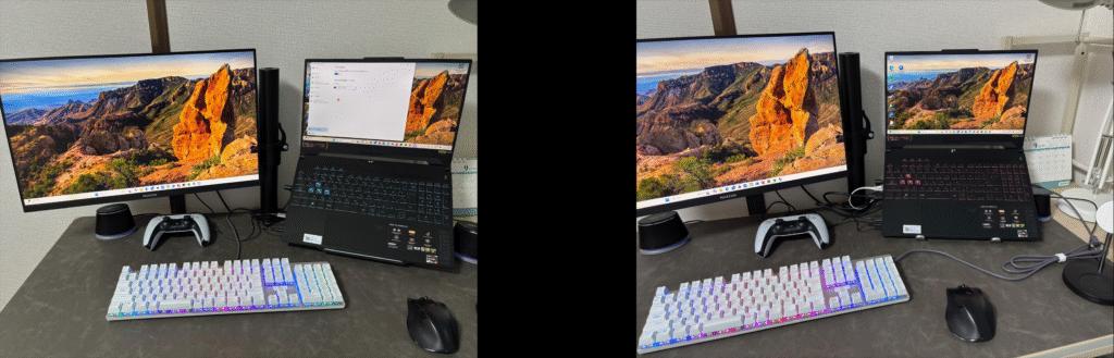 使用前後の比較 PC周りさっぱりとし