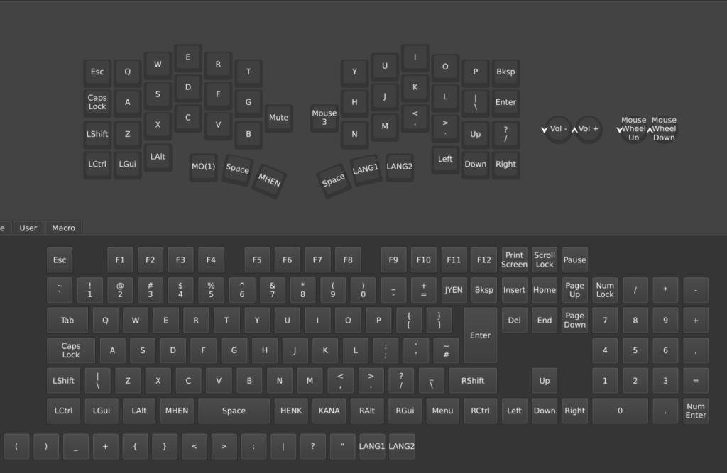 キーマップ設定画面